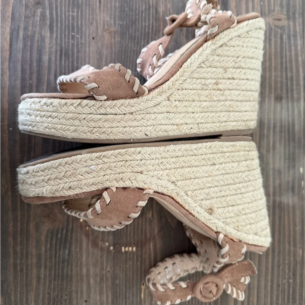 Shu Shop Women’s Justine Brown Suede Braided Espadrille Wedge‎ Sandals Size 9